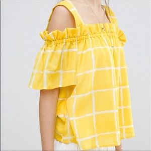 Moon River Cold Shoulder Yellow Top Large